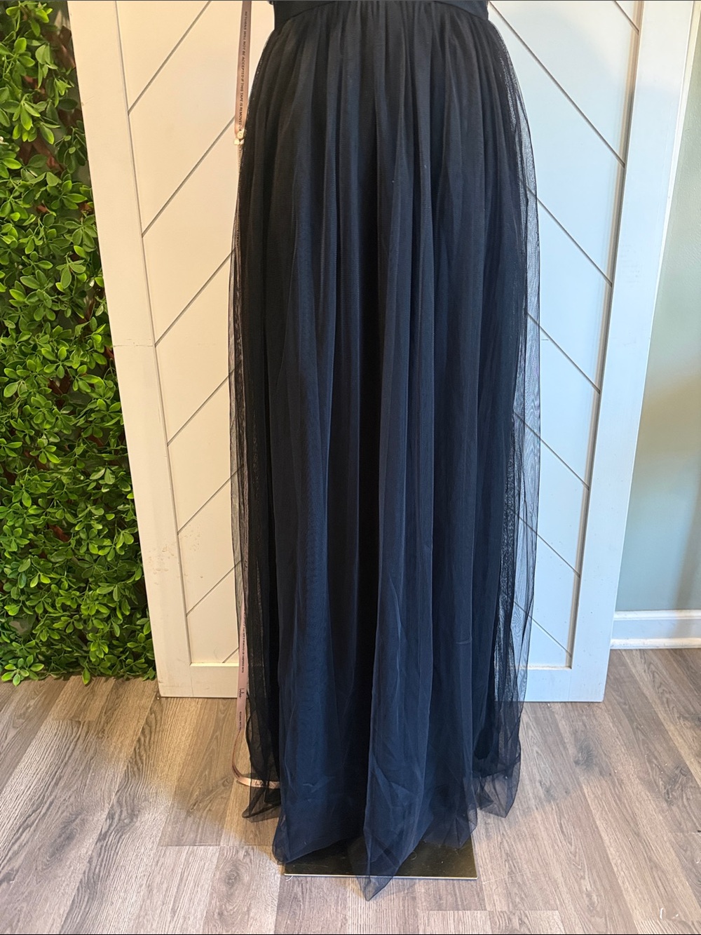 NWT- Simply Delighted Black Mesh Ruffled Backless Maxi Dress - Picture 7 of 15